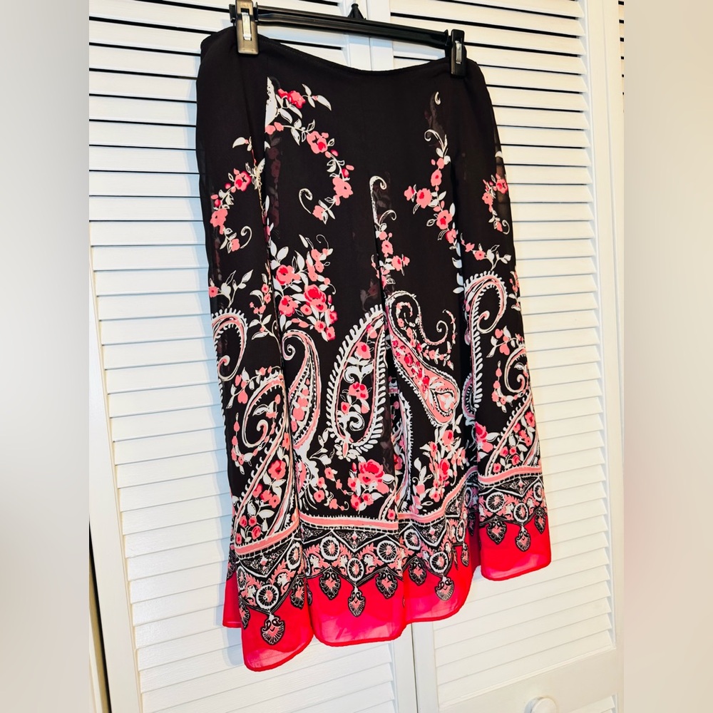🌸 East 5th Size 8 Woman’s Multicolor Floral Paisley Midi Skirt Vintage 90s EUC
